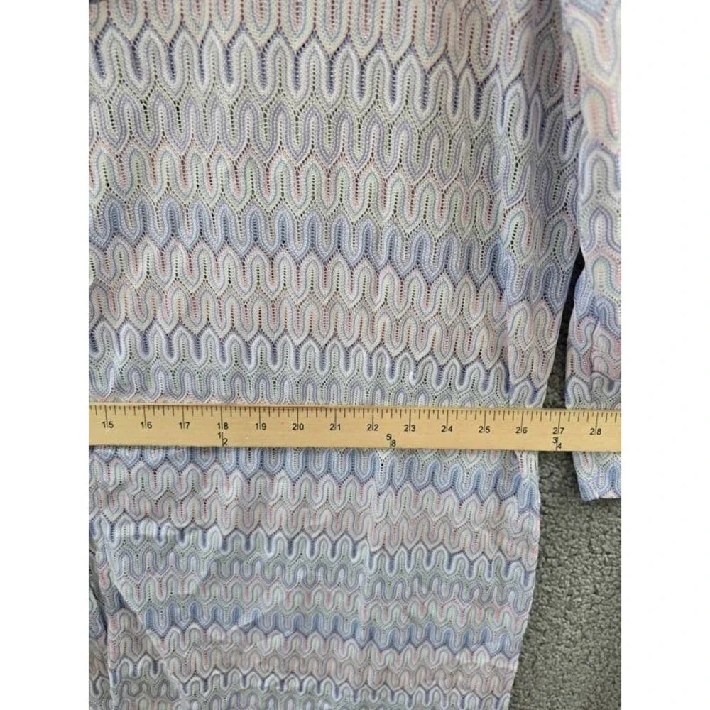 Kasper Plus Size Chevron-Knit Tie-Front Cardigan Women's 2X Blue Lotus Multi